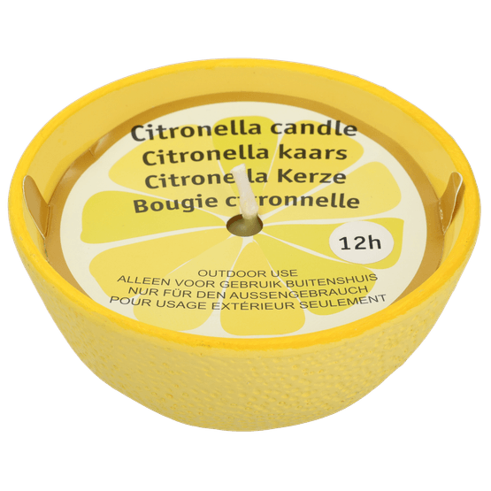 Foto van Citronella kaars fruit op witte achtergrond