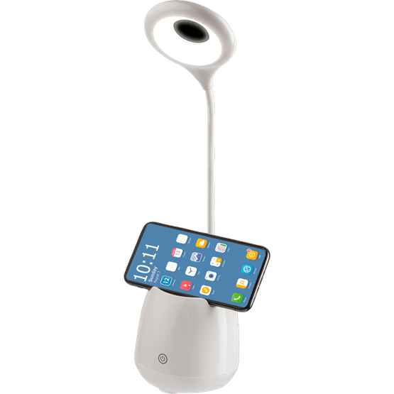 Foto van Bureau led lamp met speaker op witte achtergrond
