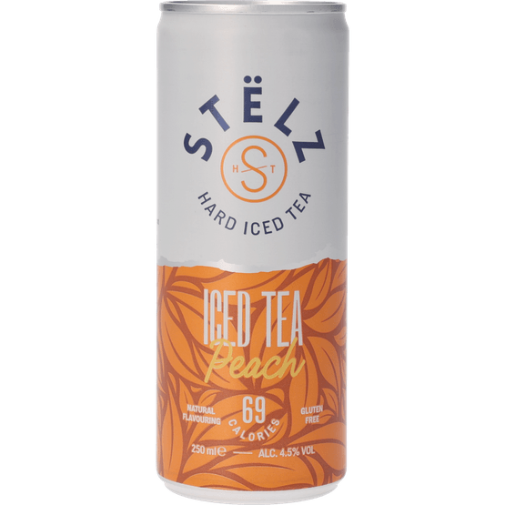 Foto van Stelz Hard ice tea peach op witte achtergrond