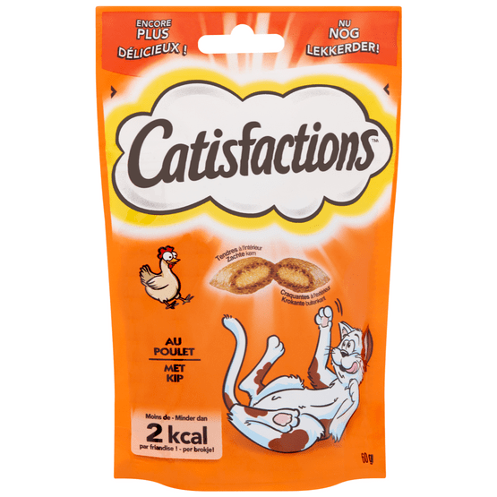 Foto van Catisfactions Kattensnoepjes met kip op witte achtergrond