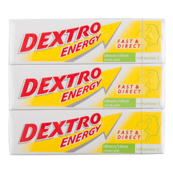 Foto van Dextro Druivensuiker citroen 3 pack op witte achtergrond