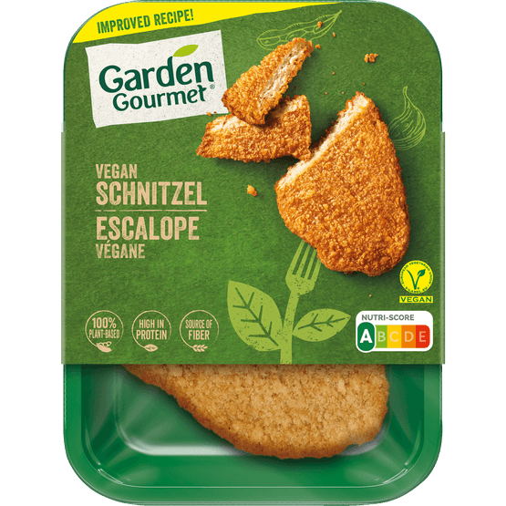 Foto van Garden Gourmet Chick n style schnitzel 2 stuks op witte achtergrond