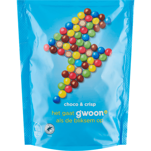 Foto van G'woon Choco & crisp op witte achtergrond