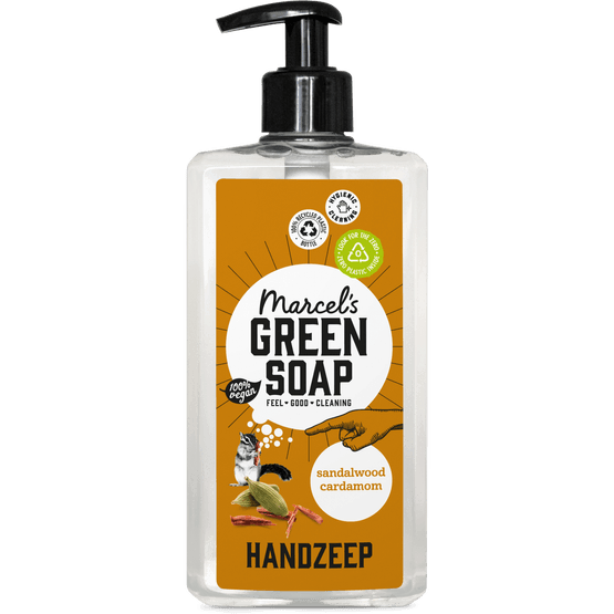 Foto van Green Soap Handzeep sandelhout op witte achtergrond