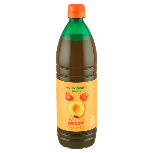 Foto van G'woon Multivitamine siroop perzik op witte achtergrond