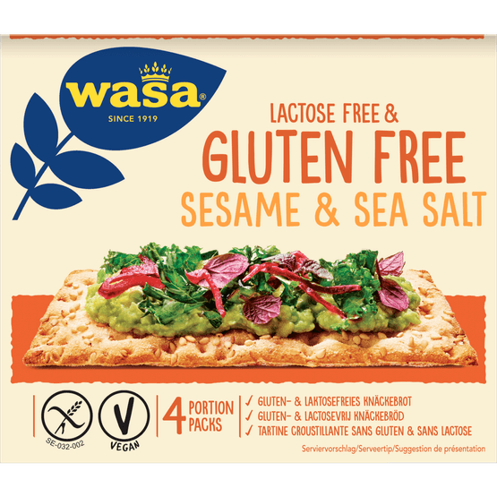 Foto van Wasa Glutenvrij sesam & zeezout op witte achtergrond