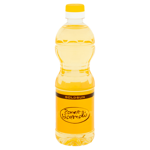 Foto van Goldsun Zonnebloemolie op witte achtergrond