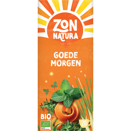 Foto van Zonnatura Kruidenthee goedemorgen 20 zakjes op witte achtergrond