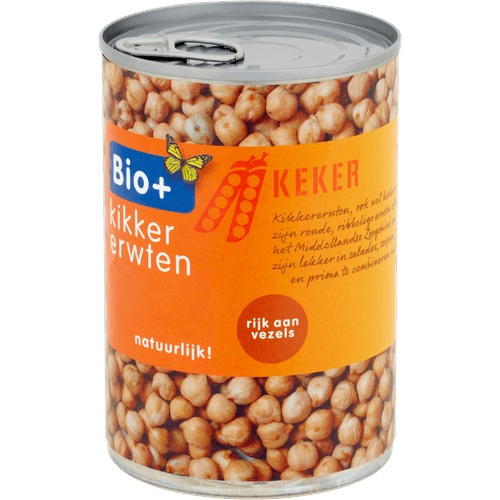 Foto van Bio+ Kikkererwten op witte achtergrond