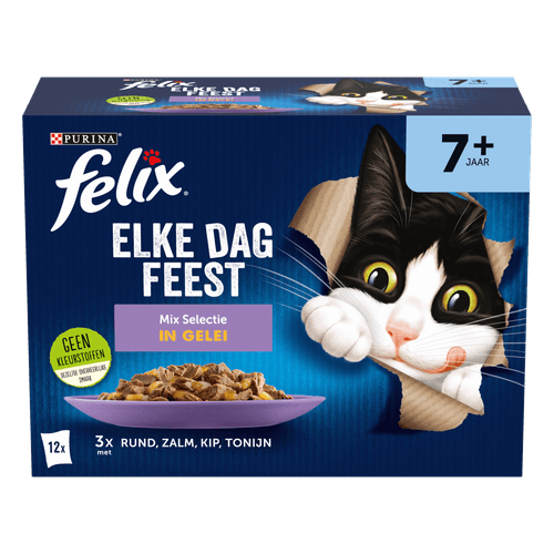 Foto van Felix Kattenvoer elke dag feest senior mix selectie gelei 12 stuks op witte achtergrond