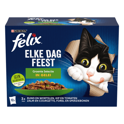 Foto van Felix Kattenvoer elke dag feest met groente in gelei 12 stuks op witte achtergrond