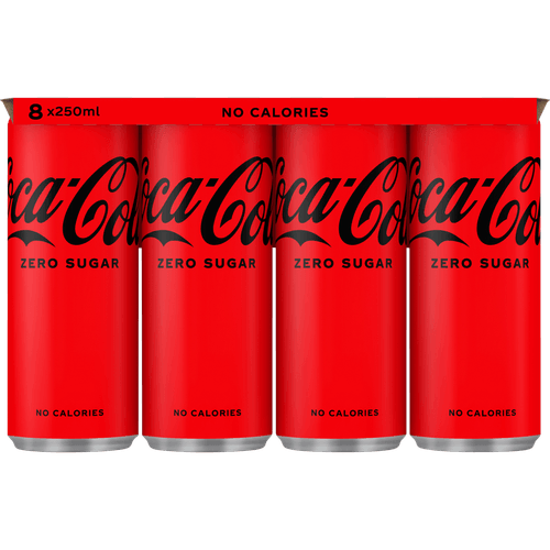 Foto van Coca-Cola Zero 8x25 cl op witte achtergrond