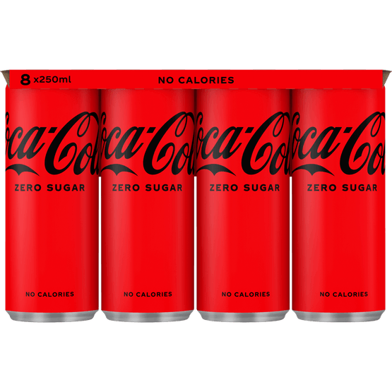 Foto van Coca-Cola Zero 8x25 cl op witte achtergrond