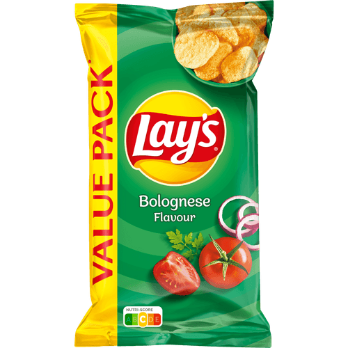 Foto van Lay's Chips bolognese op witte achtergrond