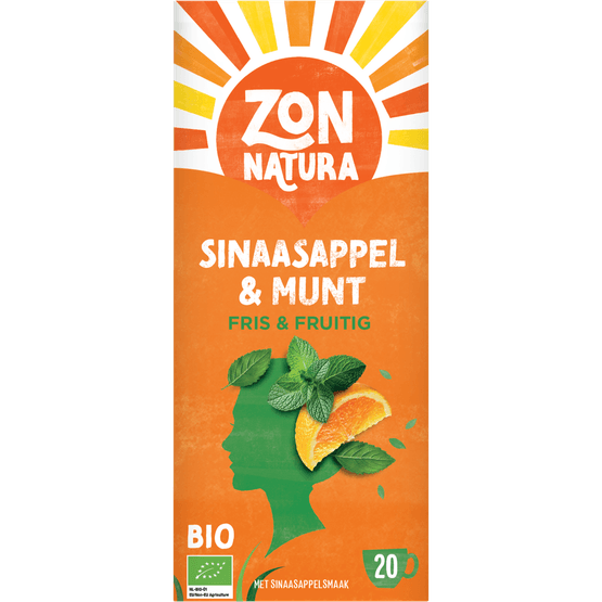 Foto van Zonnatura Kruidenthee sinaasappel munt 20 zk. op witte achtergrond