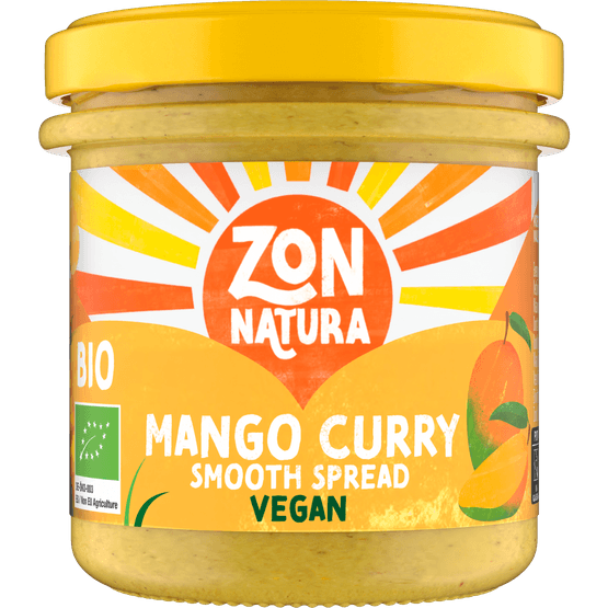 Foto van Zonnatura Spread mango curry op witte achtergrond