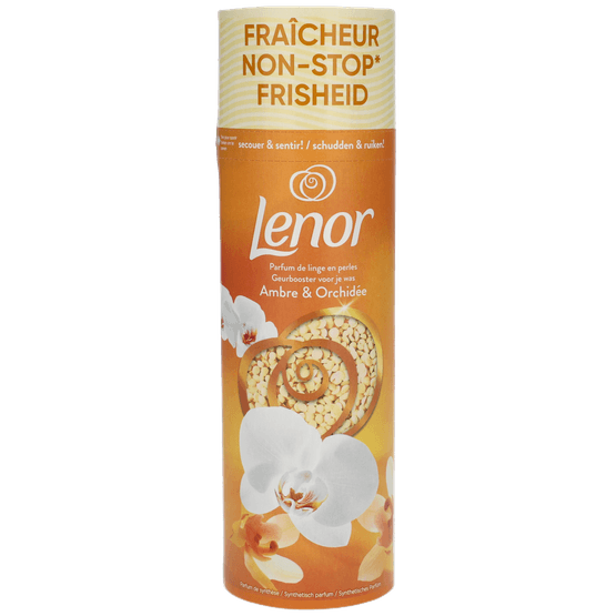 Foto van Lenor Geurparels amber en orchidee op witte achtergrond