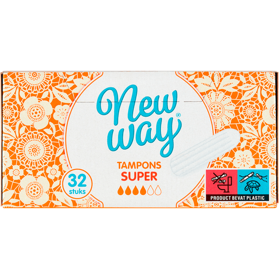 Foto van New Way Tampons super op witte achtergrond