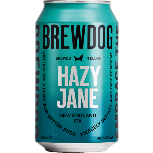 Foto van Brewdog Hazy jane ipa op witte achtergrond