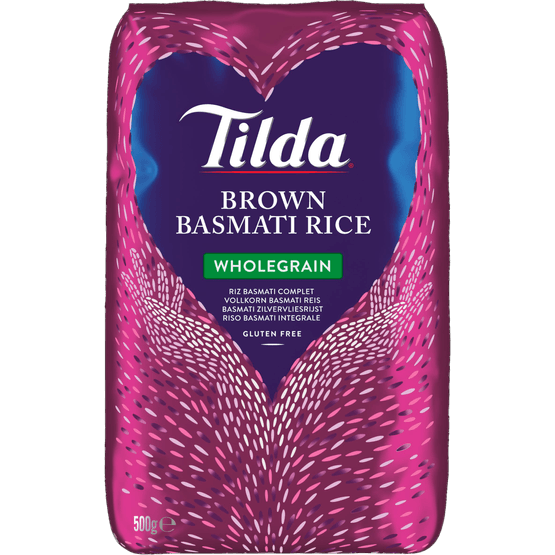 Foto van TILDA Zilvervliesrijst basmati op witte achtergrond