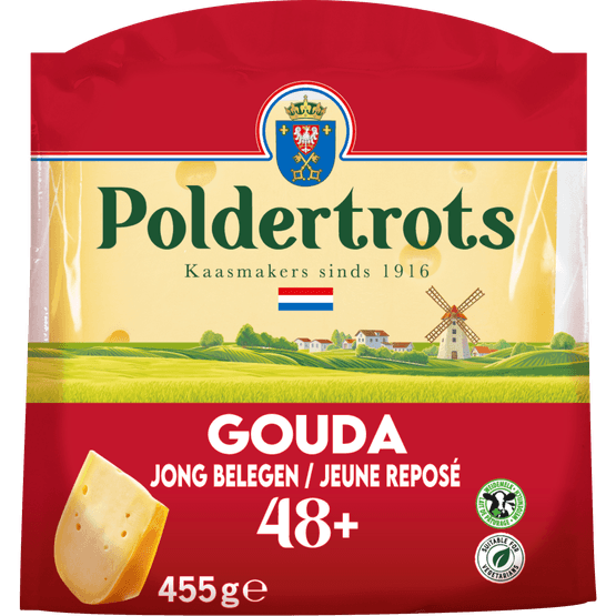 Foto van Poldertrots Gouda jong belegen stuk 48+ op witte achtergrond
