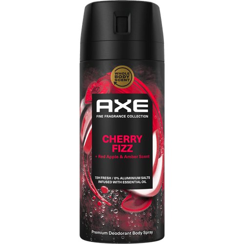 Foto van AXE Deospray cherry fizz op witte achtergrond