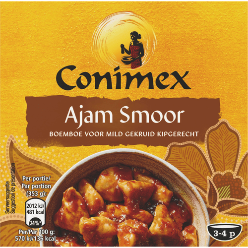 Foto van Conimex Boemboe ajam smoor op witte achtergrond