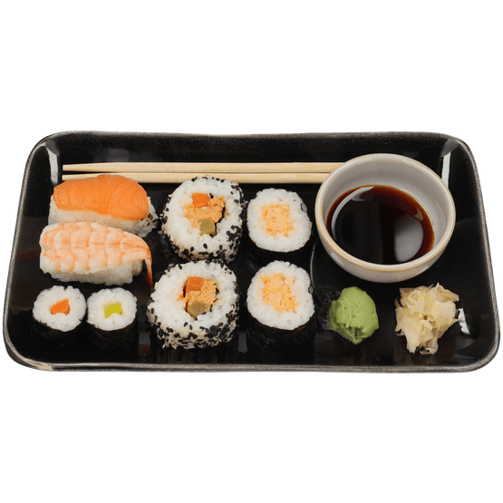 Foto van Verse sushi takasjo op witte achtergrond
