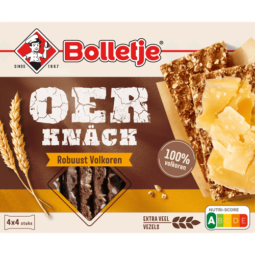 Foto van Bolletje Oerknack robuust volkoren op witte achtergrond