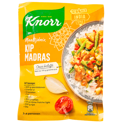 Foto van Knorr Maaltijdmix kip madras op witte achtergrond
