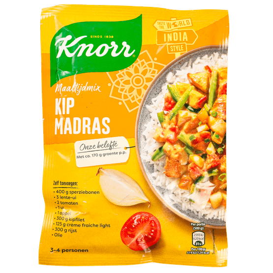 Foto van Knorr Maaltijdmix kip madras op witte achtergrond