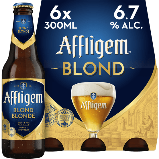 Foto van Affligem Blond op witte achtergrond