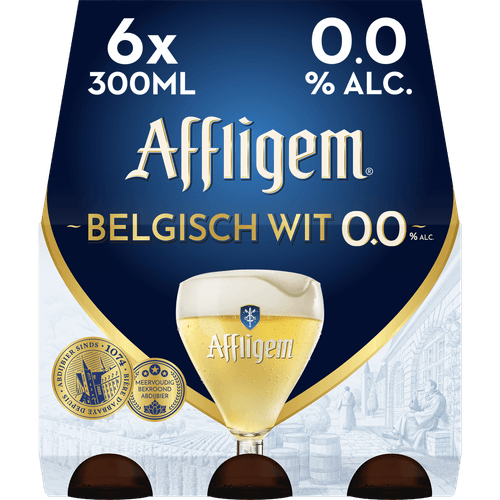 Foto van Affligem Belgisch wit 0.0 % op witte achtergrond