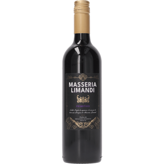 Foto van Masseria Limandi primitivo op witte achtergrond