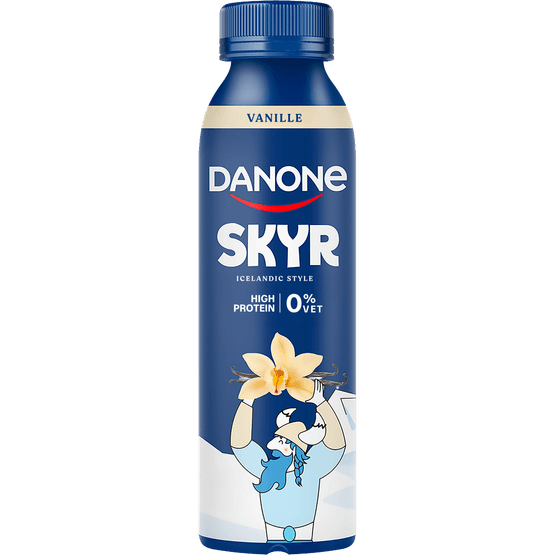 Foto van Danone Skyr drink vanille op witte achtergrond