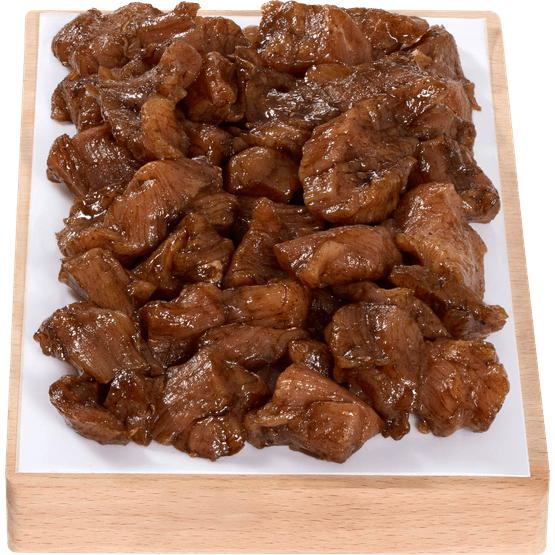 Foto van Vleeschmeesters Varkenshaaspuntjes teriyaki op witte achtergrond