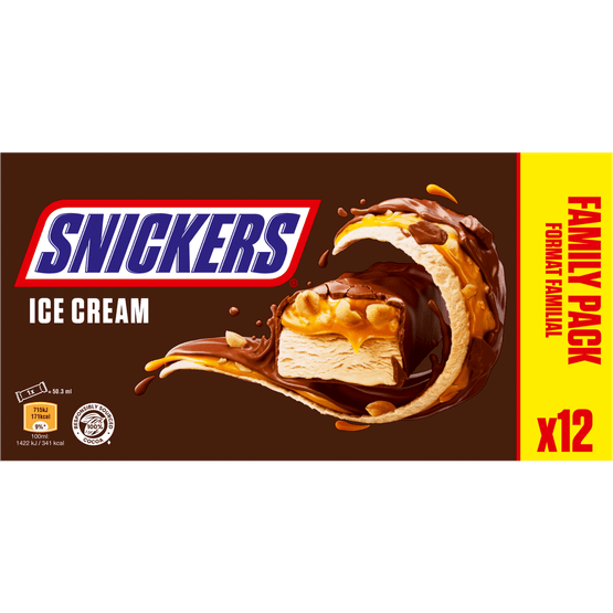 Foto van Snickers Icecream bars xxl 12 st. op witte achtergrond