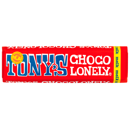 Foto van Tony's Chocolonely klein melk op witte achtergrond