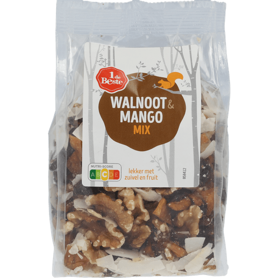 Foto van 1 de Beste Ontbijt mix walnoot & mango op witte achtergrond