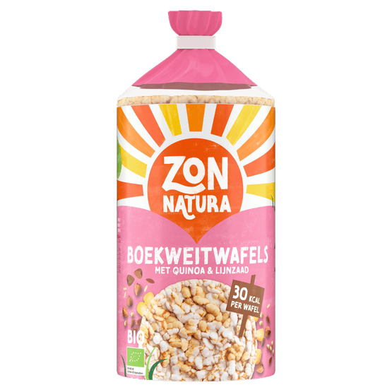 Foto van Zonnatura Bio boekweit wafel met quinoa op witte achtergrond