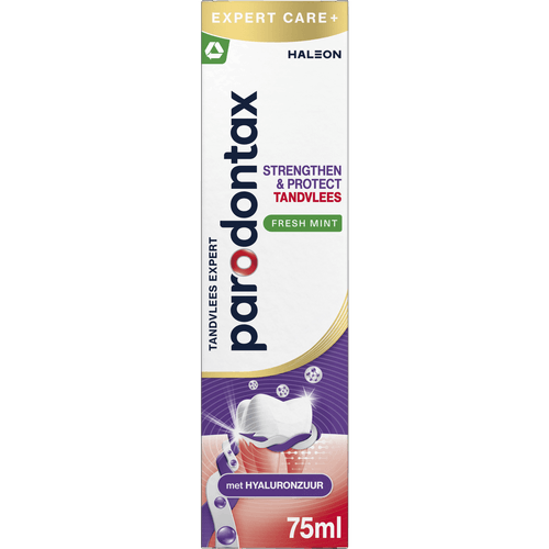 Foto van Parodontax Tandpasta gum strength&protect freshmint op witte achtergrond