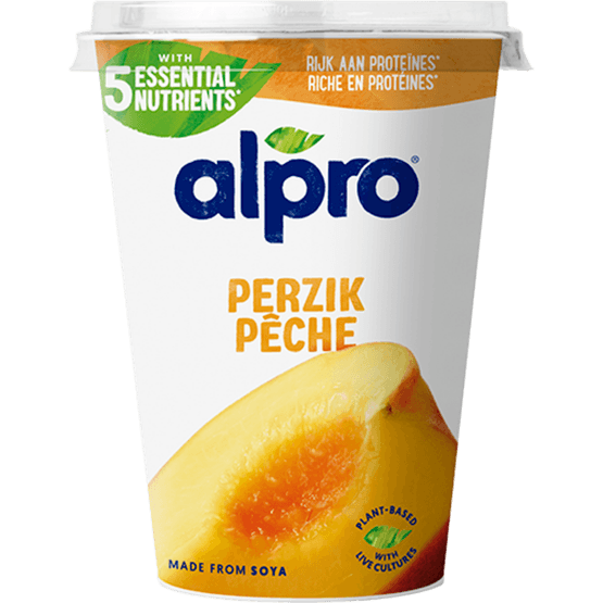 Foto van Alpro Yoghurtvariatie perzik op witte achtergrond