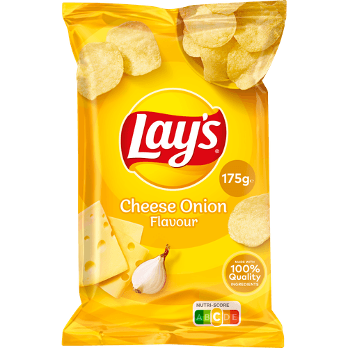 Foto van Lay's Chips cheese onion op witte achtergrond