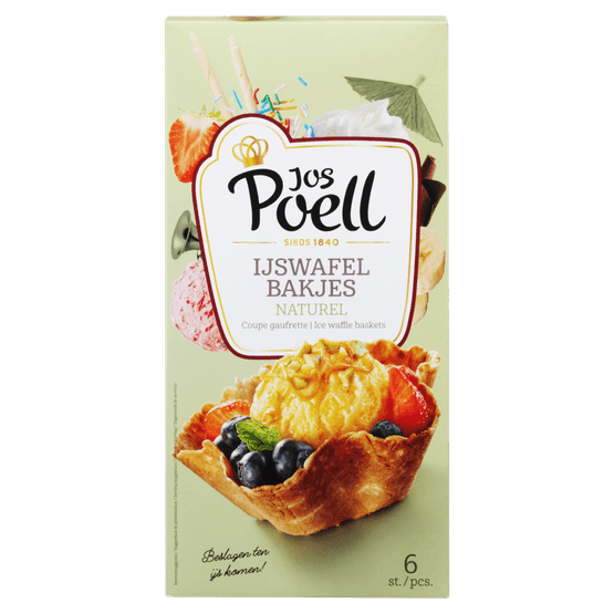 Foto van Jos Poell Ijswafelbakjes naturel 6 st. op witte achtergrond