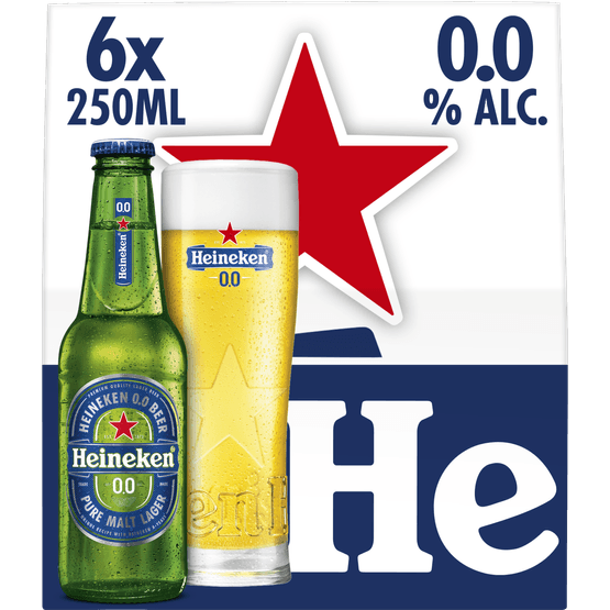 Foto van Heineken 0.0 % mono pilsener twist-off op witte achtergrond