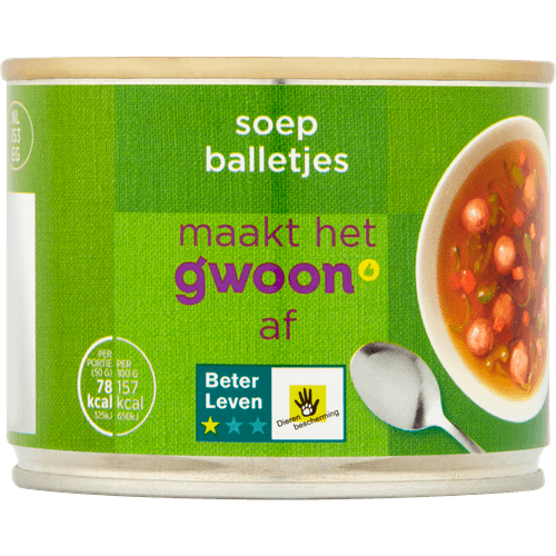 Foto van G'woon Soepballetjes op witte achtergrond