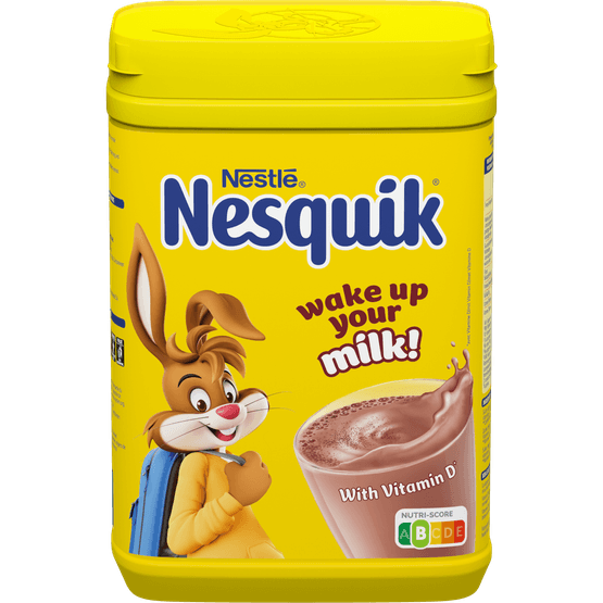 Foto van Nestlé Nesquik cacaopoeder op witte achtergrond