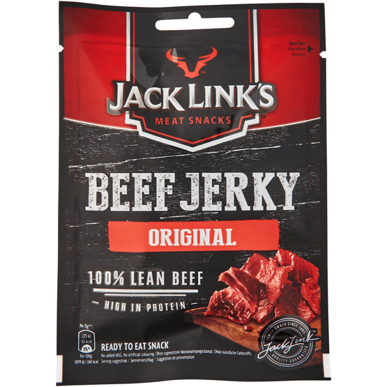 Foto van Jack Link's Beef jerky original op witte achtergrond