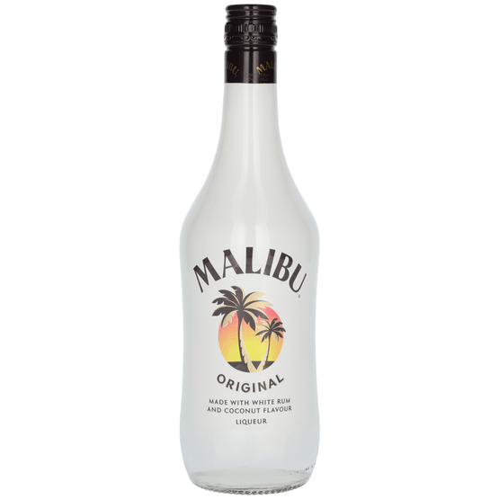 Foto van Malibu Caribbean rum op witte achtergrond