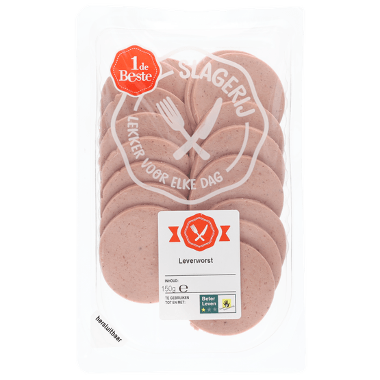 Foto van 1 de Beste Leverworst op witte achtergrond